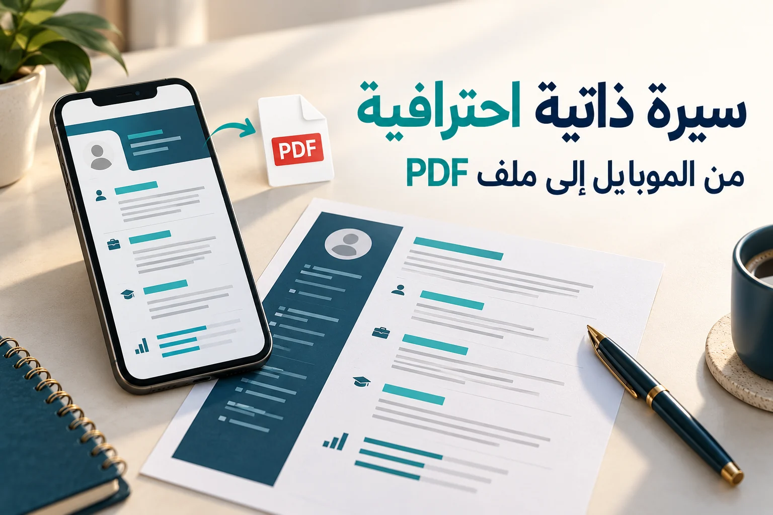 إنشاء سيرة ذاتية احترافية على الهاتف وحفظها بصيغة PDF