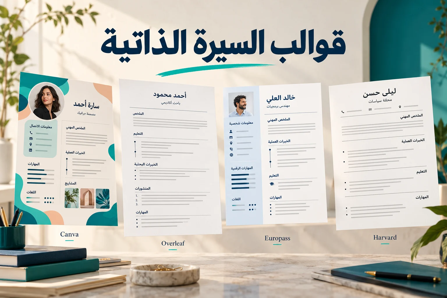 مقارنة طرق اختيار وتعديل قوالب السيرة الذاتية في أربع أدوات