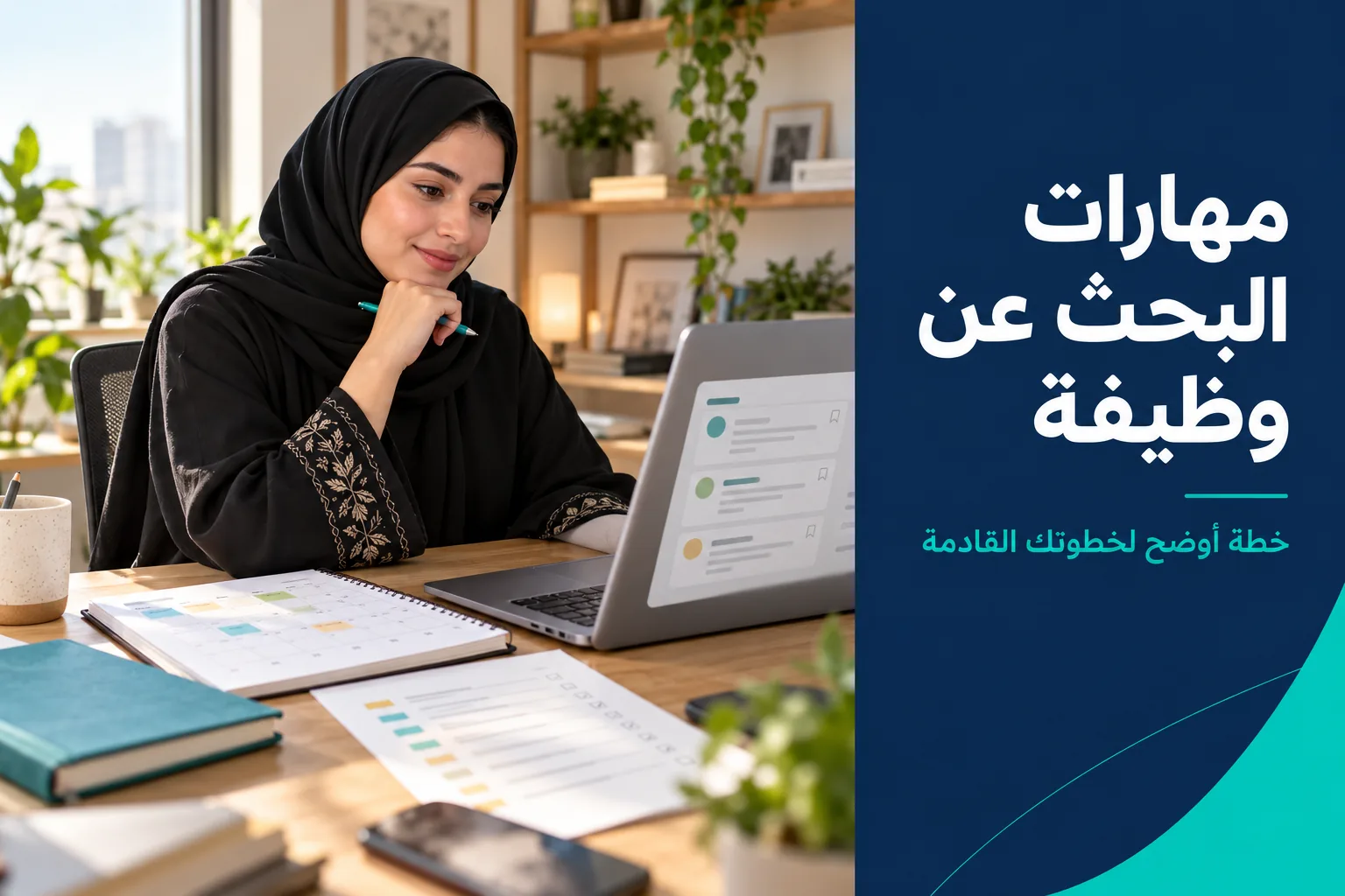 باحثة عن عمل تقارن إعلانات بسجل متابعة بعنوان مهارات البحث عن وظيفة